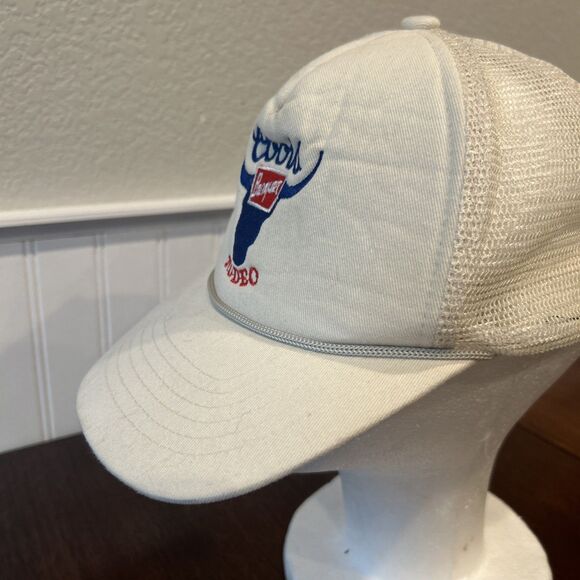 Coors RODEO Beer Banquet White Hat Cap Snapback Rope Promotional - Picture 5 of 13